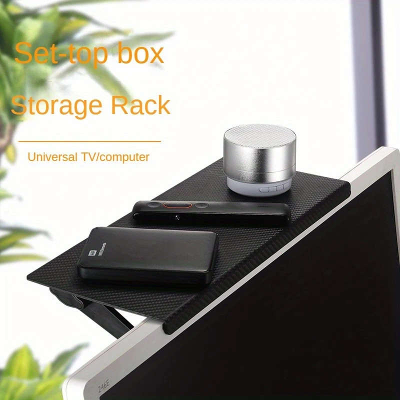 1pc Adjustable TV Screen Top Shelf 11x24cm Computer Monitor Desktop Storage Rack Media Box Router