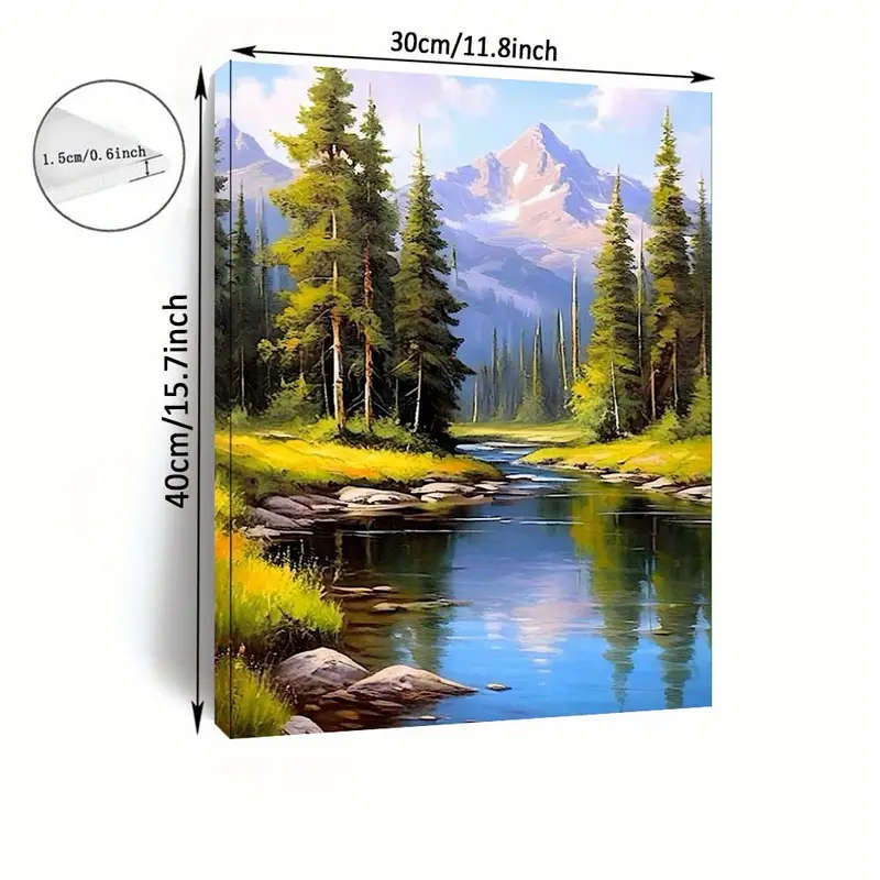 1pc Scenic Mountain and Stream Canvas Wall Art International Style Landscape Painting Canvas Materi