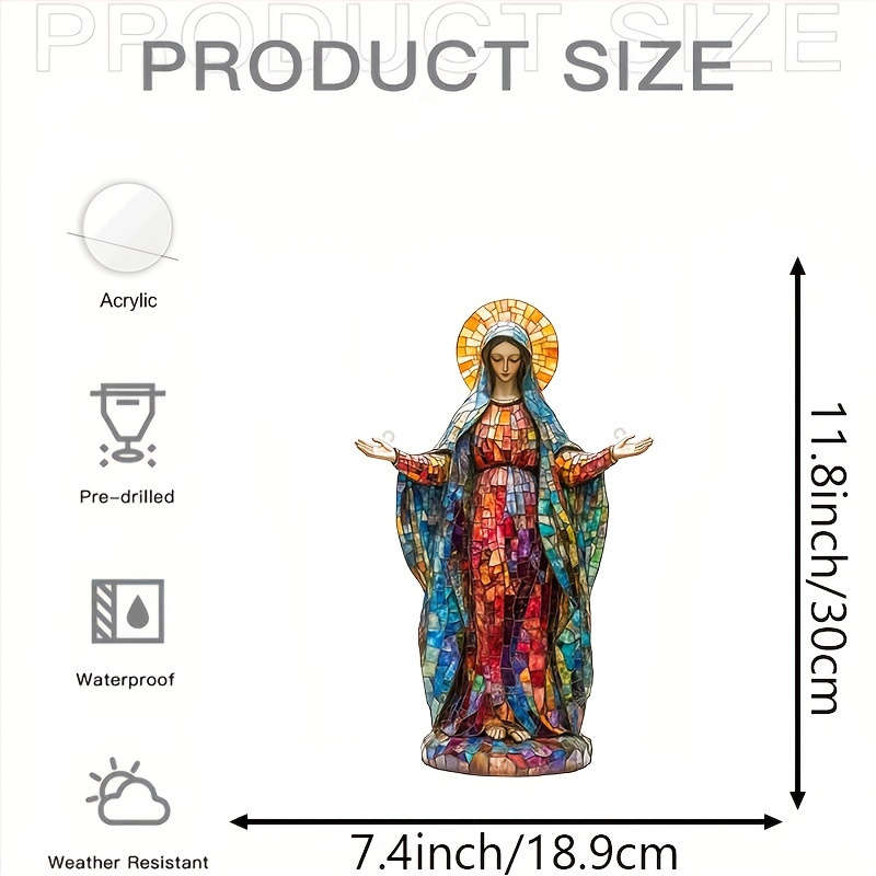 1pc 2D Flat   Sacred Acrylic Sun Catcher Virgin Mary Hanging Decoration Religious Christmas