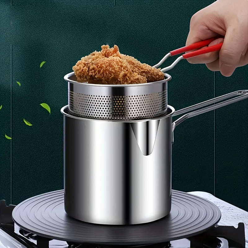 1pc Stainless Steel Deep Fryers with Filter Rack Compact Easy-to-Use Perfect for Crispy Potat