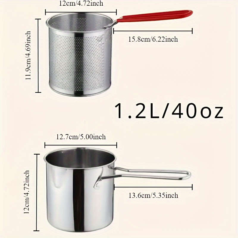 1pc Stainless Steel Deep Fryers with Filter Rack Compact Easy-to-Use Perfect for Crispy Potat