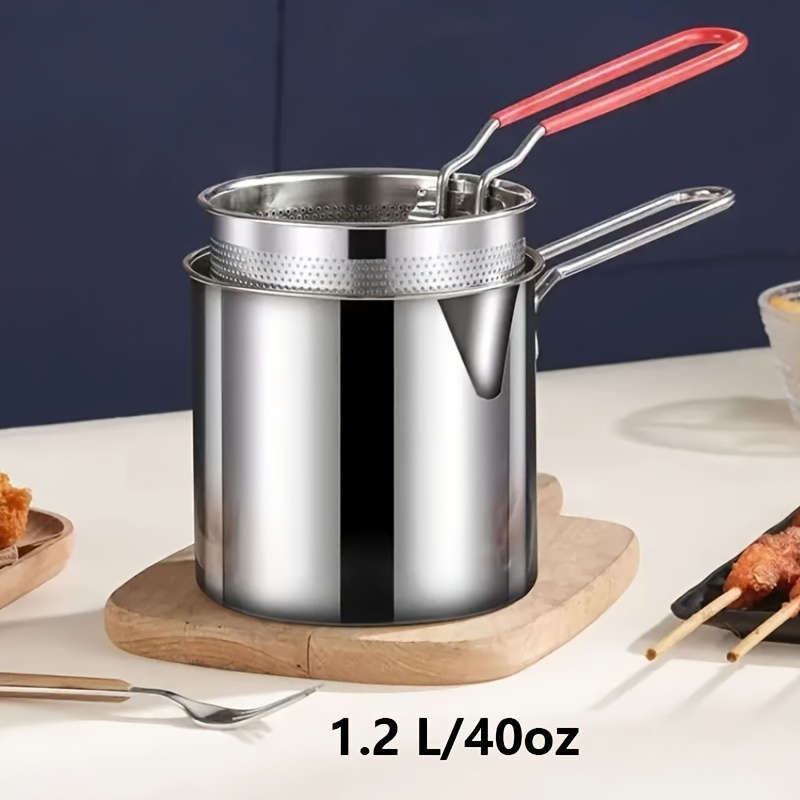 1pc Stainless Steel Deep Fryers with Filter Rack Compact Easy-to-Use Perfect for Crispy Potat