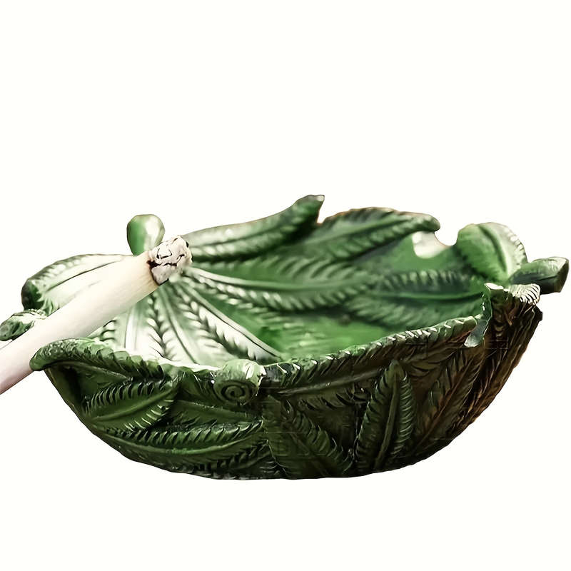 1pc Green Leaf Ashtray Resin Material Key Bowl Desk Storage Box Home Decoration Retro Styl