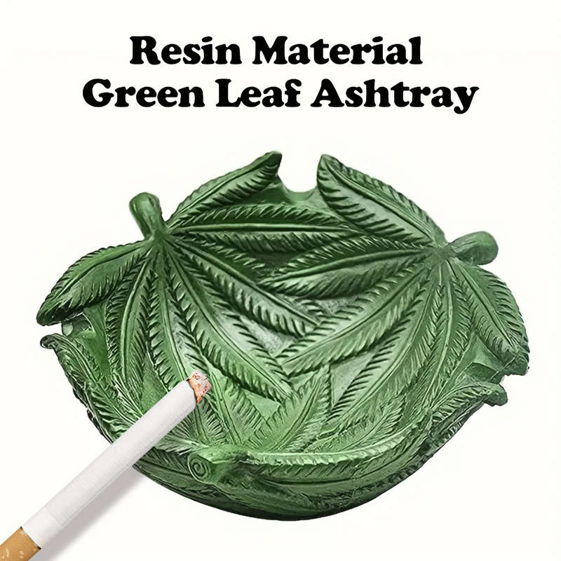 1pc Green Leaf Ashtray Resin Material Key Bowl Desk Storage Box Home Decoration Retro Styl