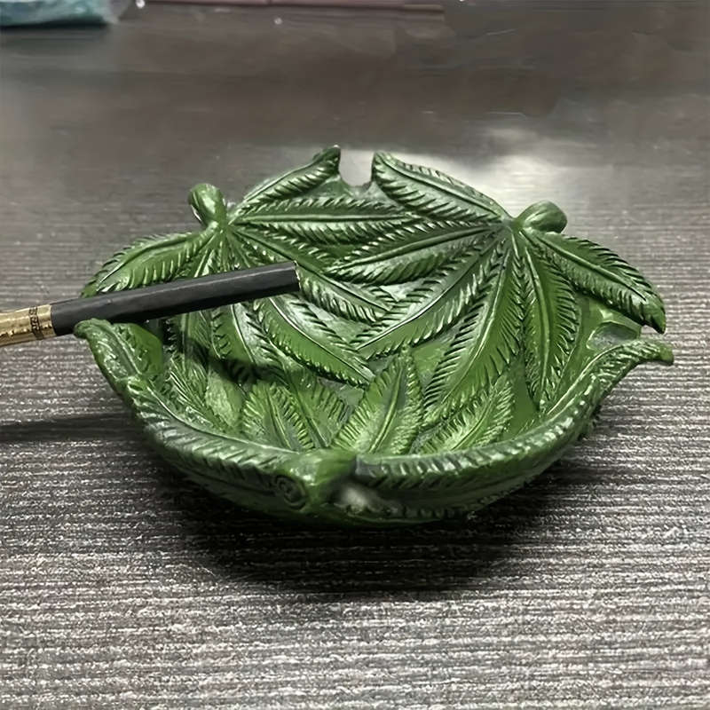 1pc Green Leaf Ashtray Resin Material Key Bowl Desk Storage Box Home Decoration Retro Styl