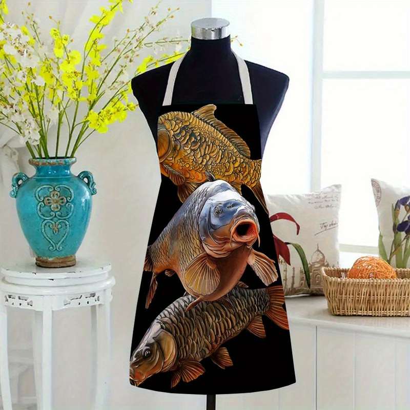 1pc Stylish Durable Apron Apron for Gardening Cooking Carp Gang Cute Kitchen Apron for Cook