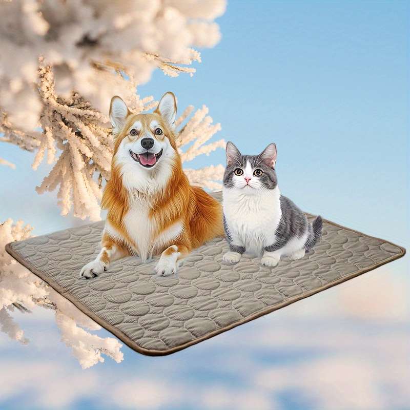 1PC Pet Mat Ice Sliky Fiber Fabric Cooling Mat Coffee Color Size Size  70 x 55 cm