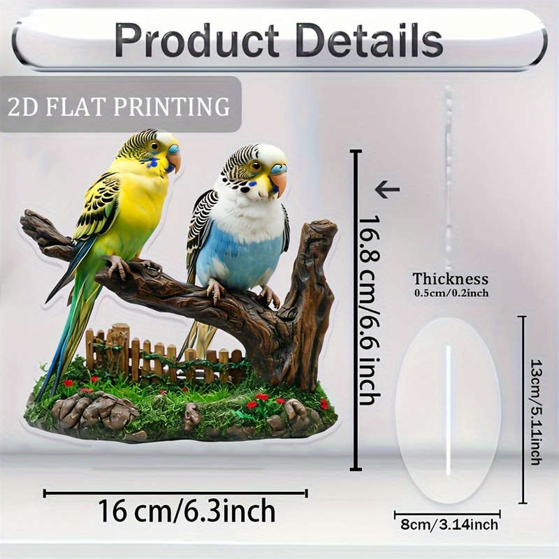 1pc 2D Flat  Acrylic Parrot Statue with Stand Bohemian-Style Desktop Decor Vibrant Yellow Blue
