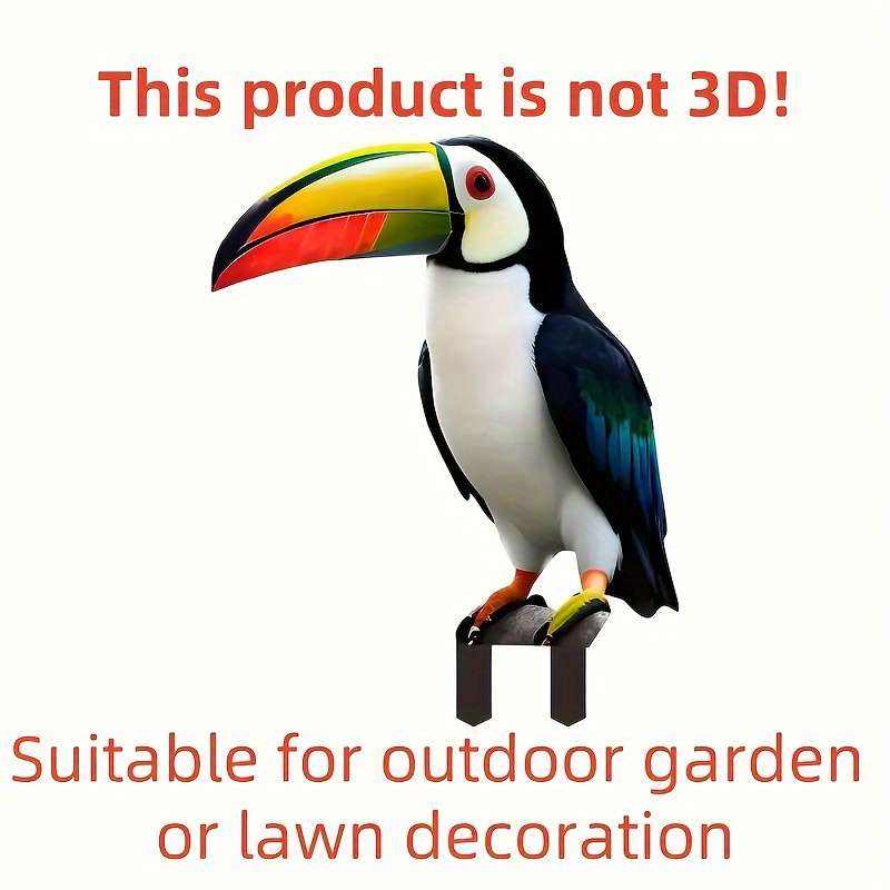 1pc 2D Flat   Home Leisure Colorful Toucan Outdoor Garden Decor Ground Insert Durable Acr