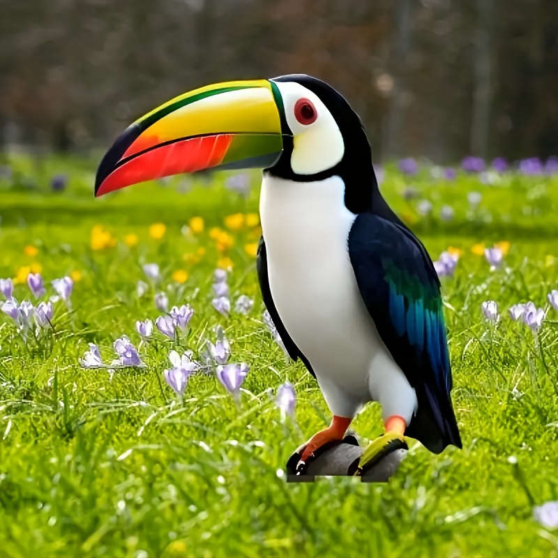 1pc 2D Flat   Home Leisure Colorful Toucan Outdoor Garden Decor Ground Insert Durable Acr