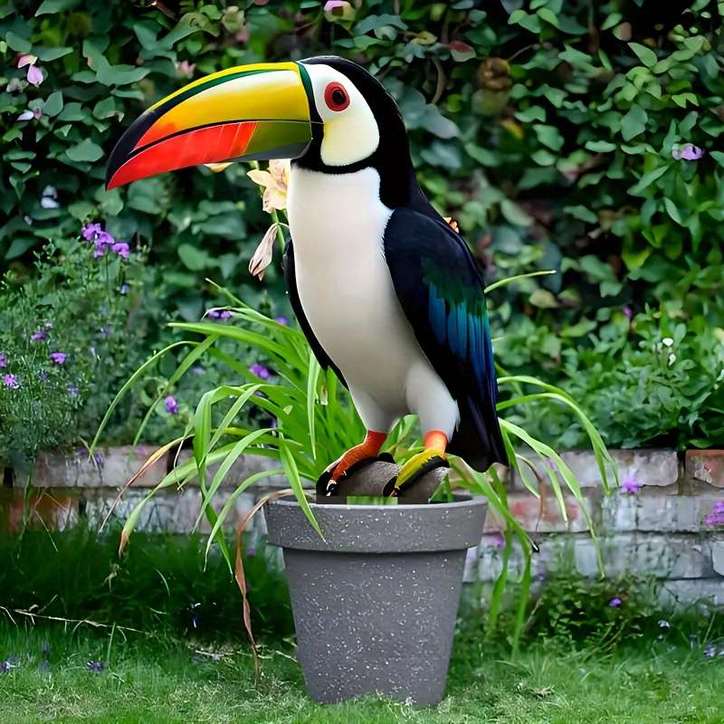 1pc 2D Flat   Home Leisure Colorful Toucan Outdoor Garden Decor Ground Insert Durable Acr