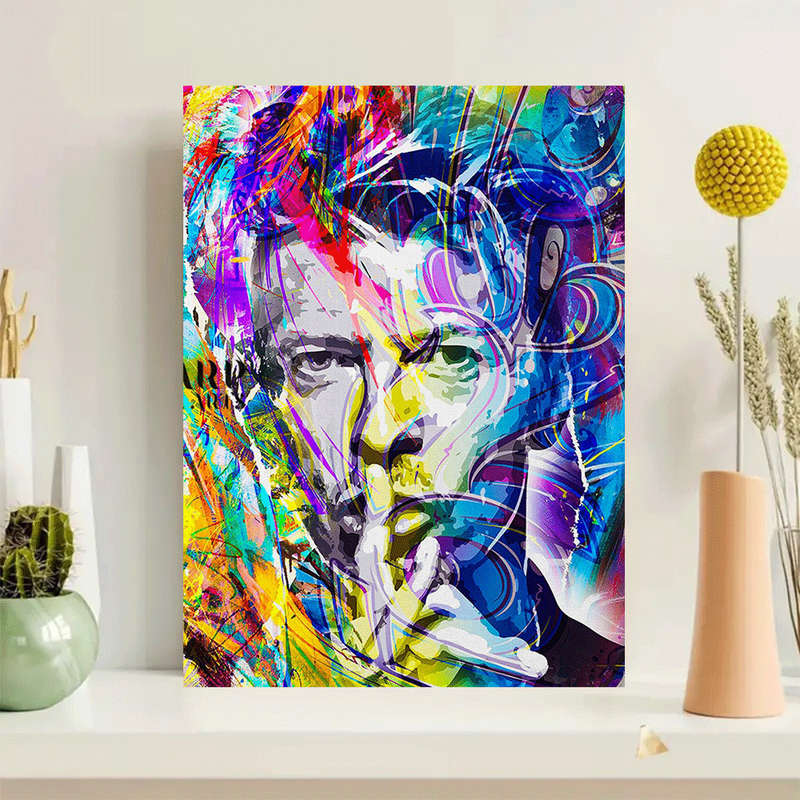 1pc  Framed David Bowie Abstract Portrait Canvas Art 29.97x39.88 cm Pop Art Wall Decor Vibran