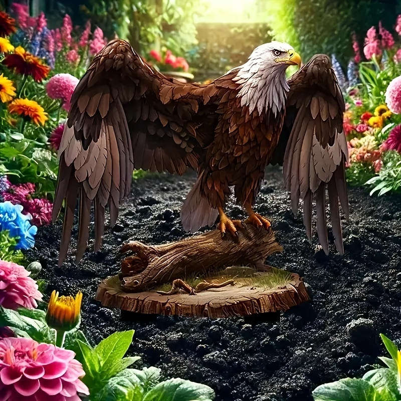 1pc 2D Flat    Eagle-Shaped Acrylic Garden Stake Artistic Animal-Themed Outdoor Decorat