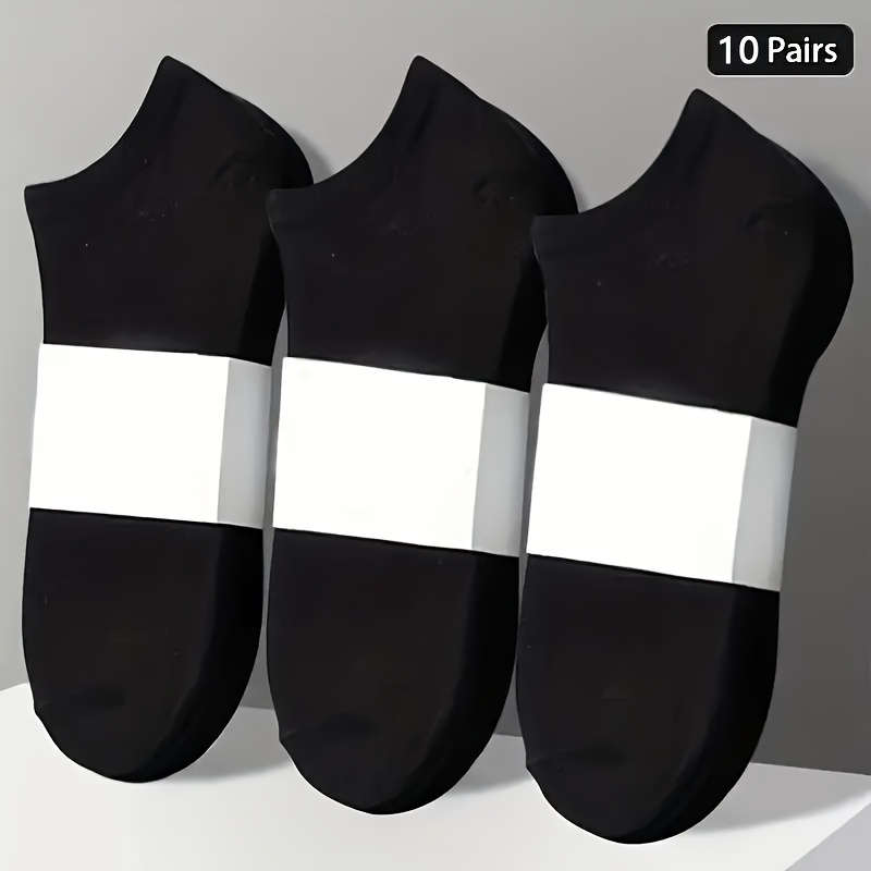 10 Pairs Black One Size High Elastic Socks