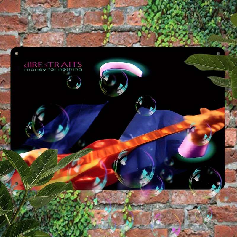1pc  Dire Straits Vintage Metal Sign 20.32x30.48cm Aluminum Poster with Colorful Guitar Bubb