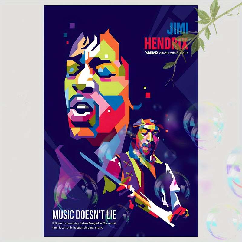 1pc Jimmy Hendrix Music Doesn't Lie Canvas Art Print Frameless 39.88x59.99 cm Vibrant Pop-Art