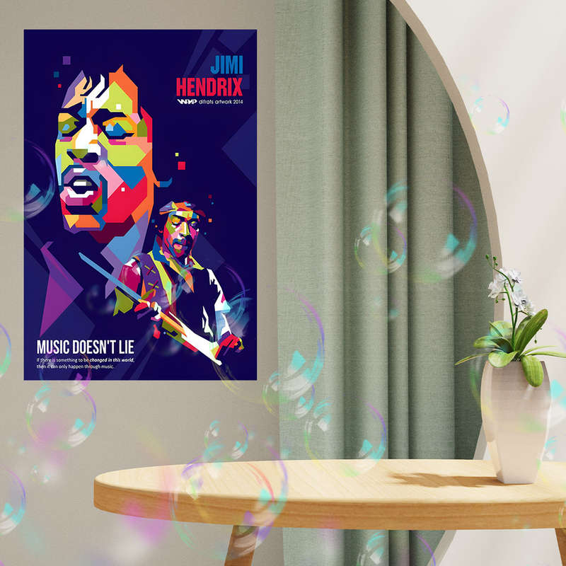1pc Jimmy Hendrix Music Doesn't Lie Canvas Art Print Frameless 39.88x59.99 cm Vibrant Pop-Art