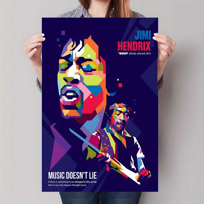 1pc Jimmy Hendrix Music Doesn't Lie Canvas Art Print Frameless 39.88x59.99 cm Vibrant Pop-Art