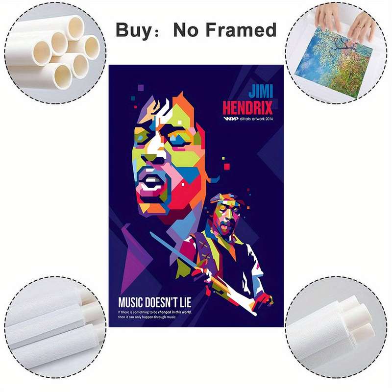 1pc Jimmy Hendrix Music Doesn't Lie Canvas Art Print Frameless 39.88x59.99 cm Vibrant Pop-Art