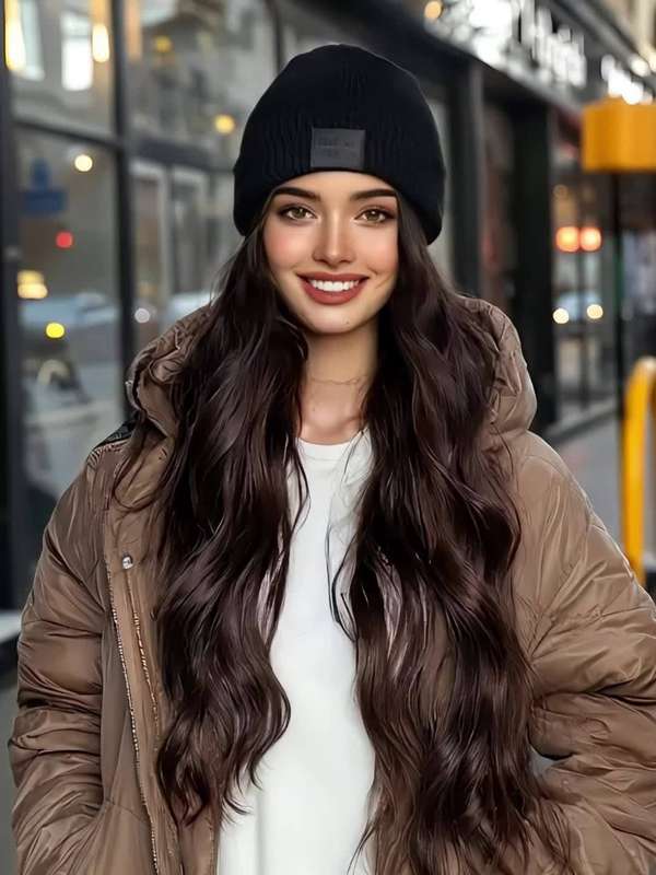 1Pc Black 50.8cm Fashion Design Wig