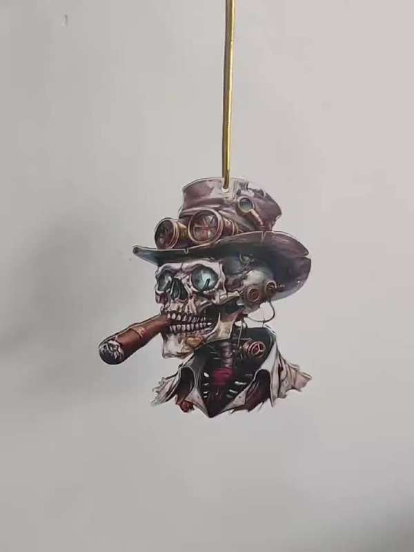 1pc 2D Flat    Unique Steampunk-Style Acrylic Hanging Ornament with Goggles Cigar Des