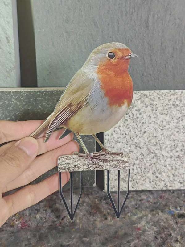 1pc 2D Flat  Bohemian Style Cute Robin Garden Stake  Printed PC Material Rustic Animal T