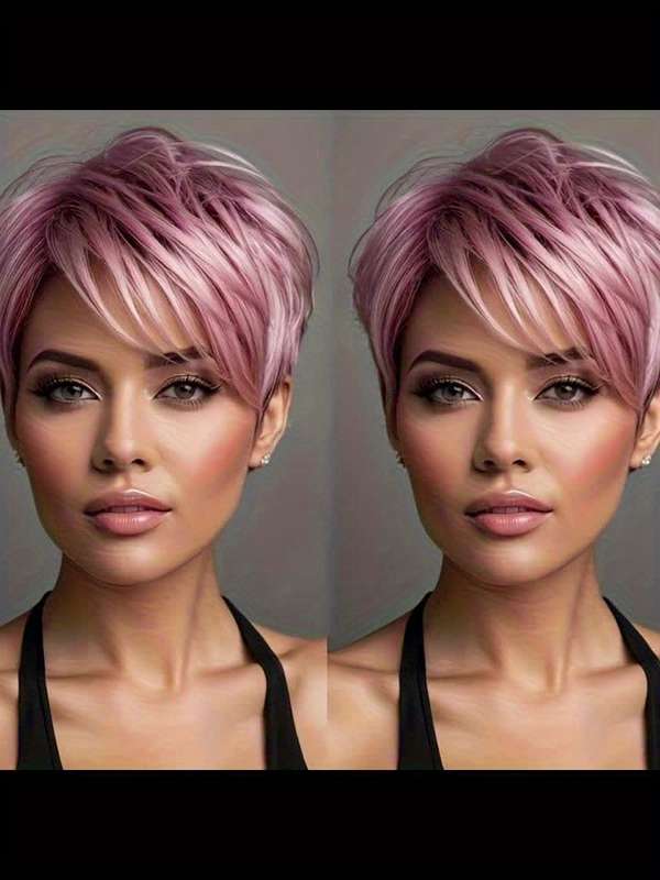1Pc Gradient Pink 20.32cm Fashion Design Wig