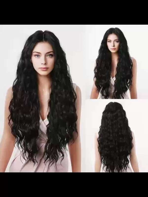 1Pc Black 60.96cm Fashion Design Wig