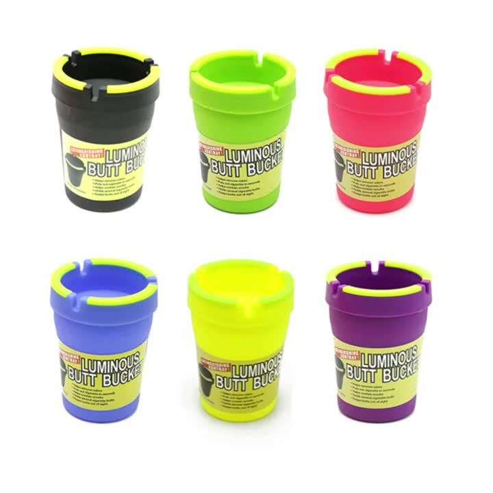 1pc Glow In The Dark Car Ashtray Cigarette Self-Extinguishing Cup Car Ash Holder Portable For Offic