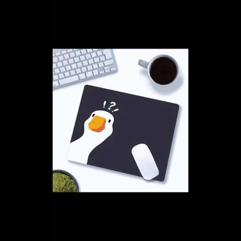 1pc Fun Duck Design Mouse Pad Non-Slip Stitched Edge Desk Mat for Office Home Perfe