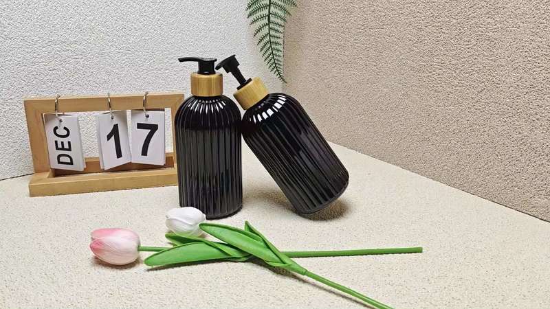 2pcs Plastic Soap Dispenser For Bathroom Bamboo Pump   17oz2 Kitchen Soap Dispenser Set Dis