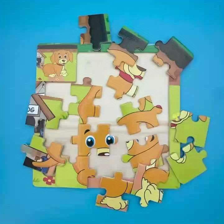 1pc Wooden Dog Puzzle for Fun Animal Shape Matching Game Coordination Skill Develo