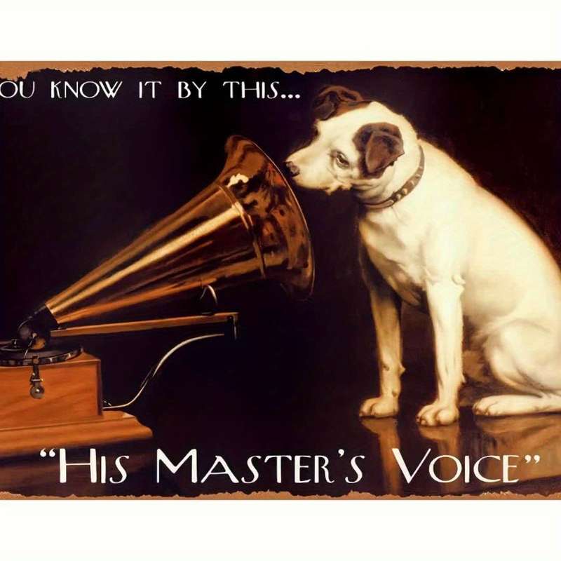 1pc Room Decor  Vintage His Master's Voice Dog and Gramophone 1 Waterproof Iron Art Poster 2