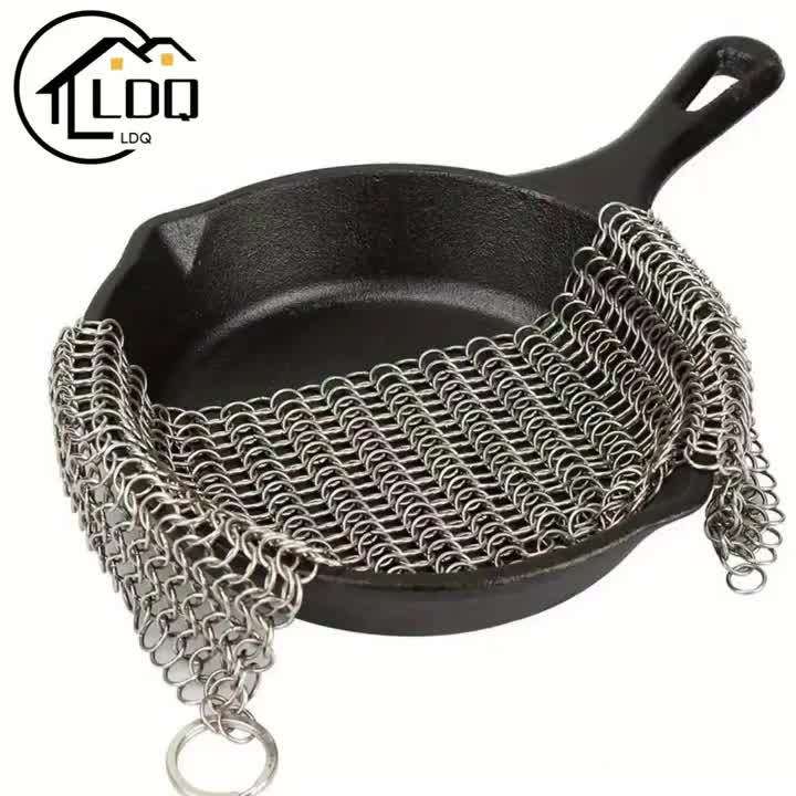 1pc Stainless Steel Scouring Pad with Plastic Handle Durable Reusable Kitchen Cleaning Tool for