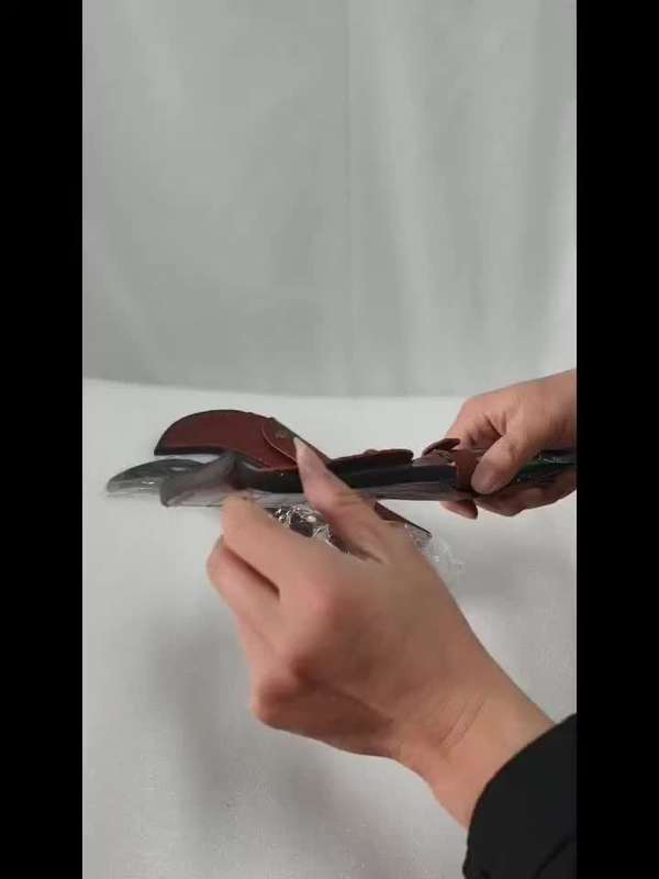 1pc Premium Stainless Steel Curved Knife with Faux Leather Sheath Lightweight Durable and A