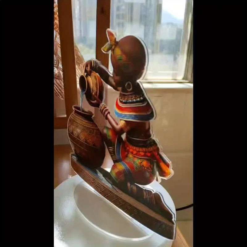 1pc 2D Flat     African Youngsters's water collection acrylic decoration with ba