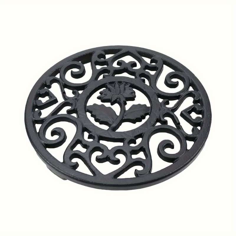 1pc Cast Iron Trivet Flower Cast Iron Trivet with Pegs Heat Resistant Iron Trivet Metal Trivets fo