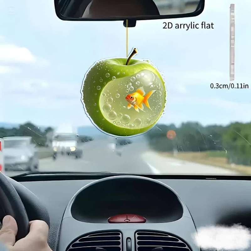 1pc 2D Flat   Art Apple and Goldfish Pendant Fashionable Fruit Hanging Decoration Suitable