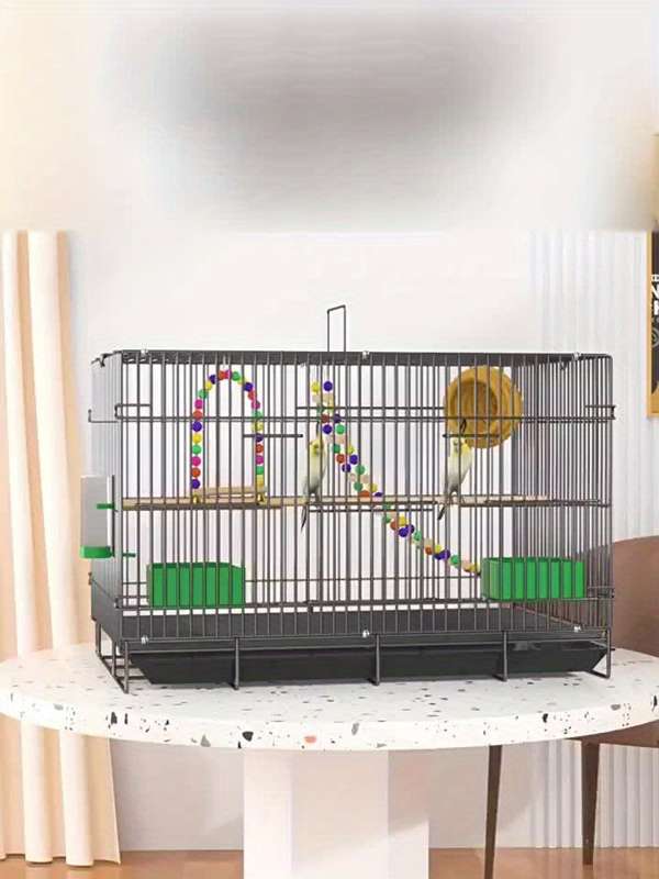 1pc Black cage + tray + trough + standing pole size 20.08*13.78*15.35 inches/51*35*39 cmPet Cage