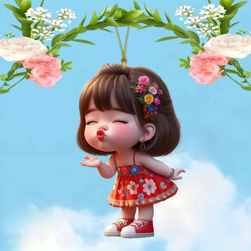1pc 2D Flat  printing Charming Angel Acrylic Pendant Versatile Hanging Decor for Car Christmas
