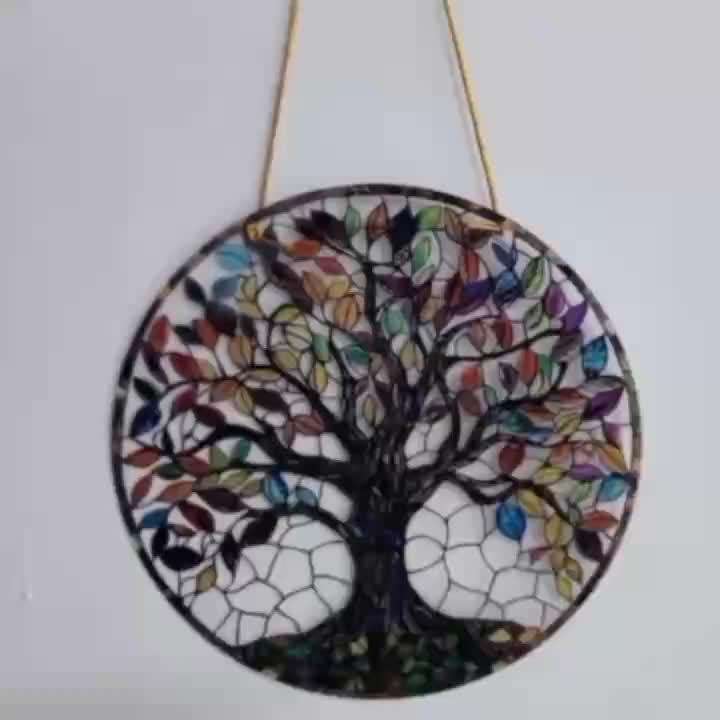 1pc 2D Flat   Flat  Acrylic Sun Catcher Lucky Horse Four-Leaf Clover Design Vibrant Stain