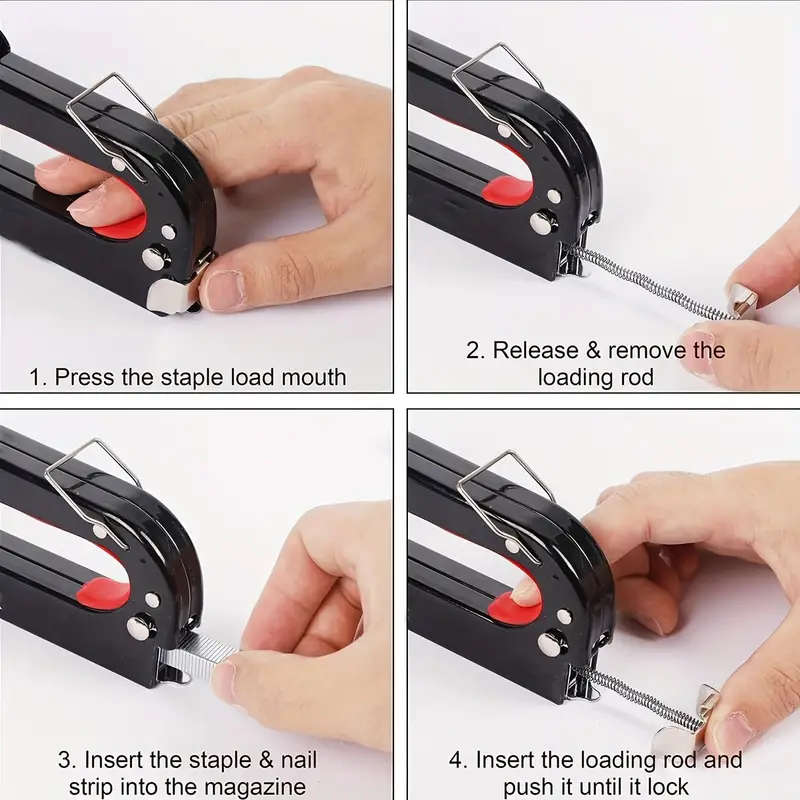 1 Set Upholstery 4In1 Staple Gun Heavy Duty With 1200 Staples Remover Gloves Manual Brad Nailer Powe