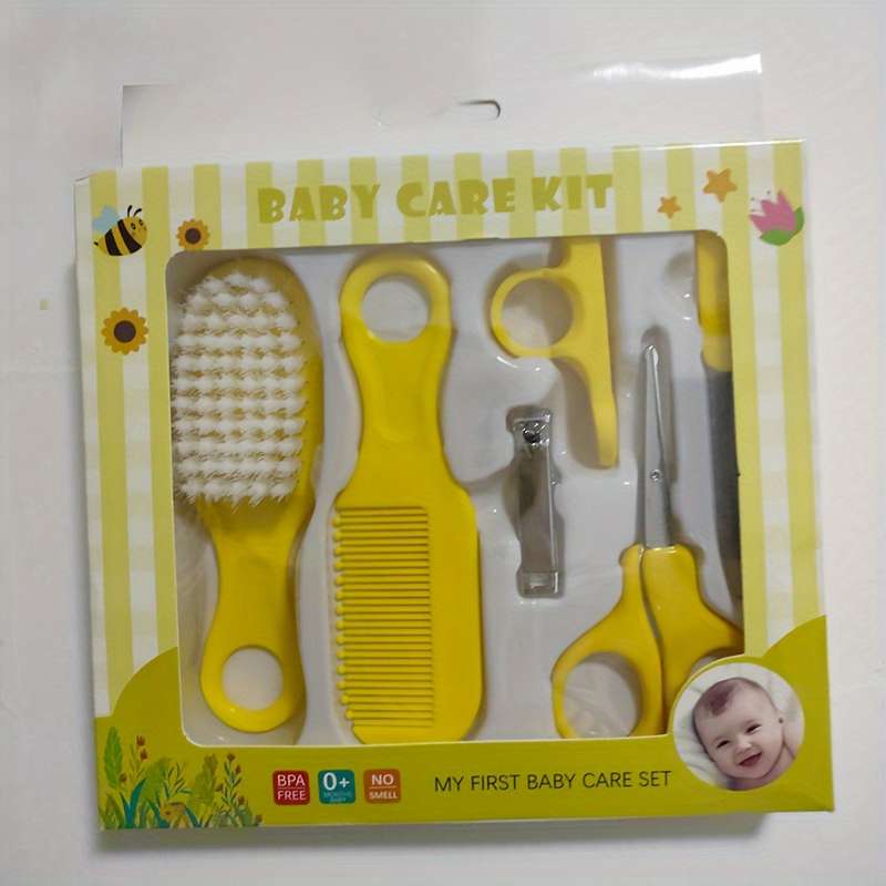6pcs/set Comb Brush Nail Clipper Scissors Set Manicure Pedicure Tool Set