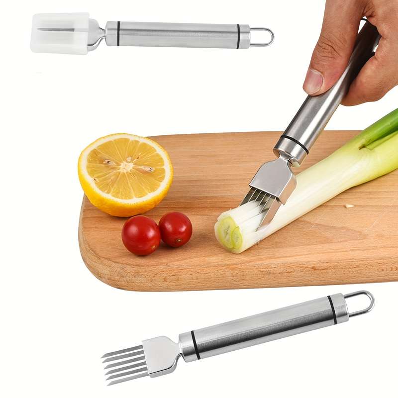 1pc Kitchen Multifunctional Stainless Steel Onion Shredded Onion Flower Knife Onion Garlic Chi
