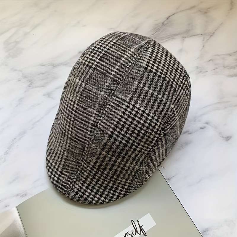 1pc Men's British Style Duckbill Cap 65% Polyester Woven Boho Hat