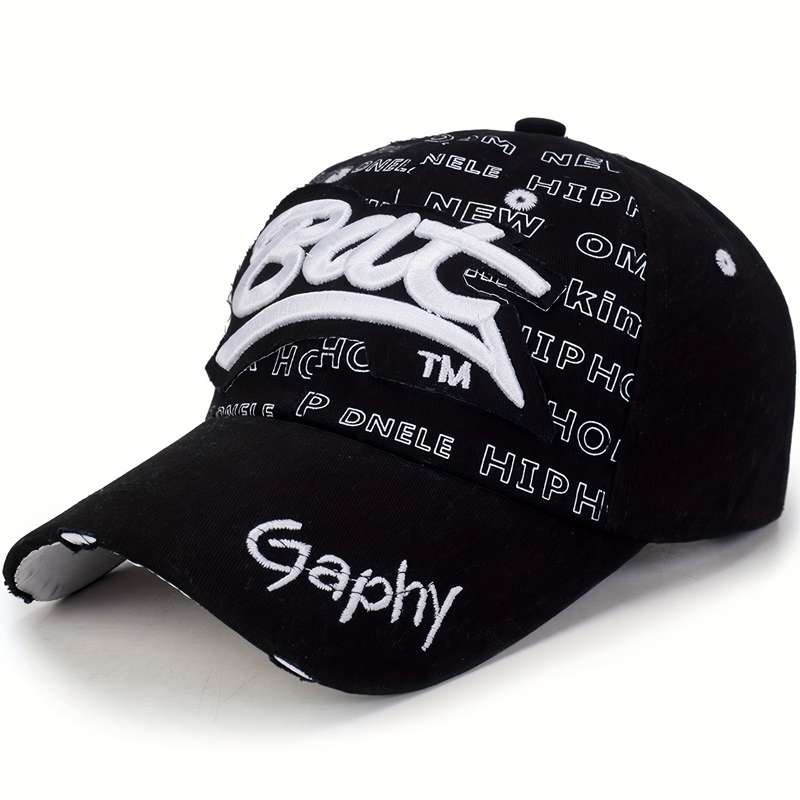 1pc Street Style Ripped BAT Baseball Cap 100% Hip Hop Inspired with Vibrant Letter Print Snapba