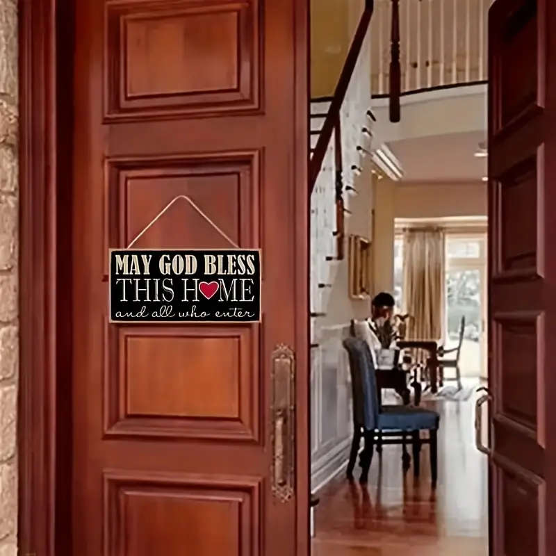 1pc May God Bless This Home And All Who Enter Original Wooden Sign Amen Welcome Sign Wall Art Decora