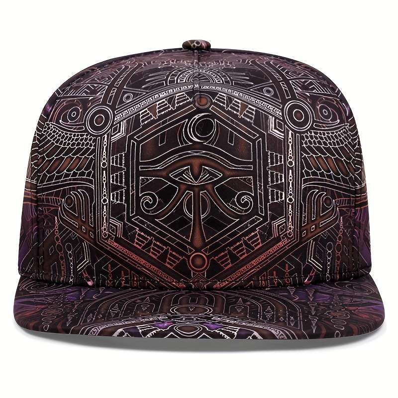 1pc Lightweight Acrylic Snapback Cap for Men Women Vintage Hip Hop Style Purple Geometric