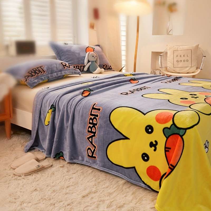 1ps Blanket Color Little Rabbit Yellow size 70cmx100cm