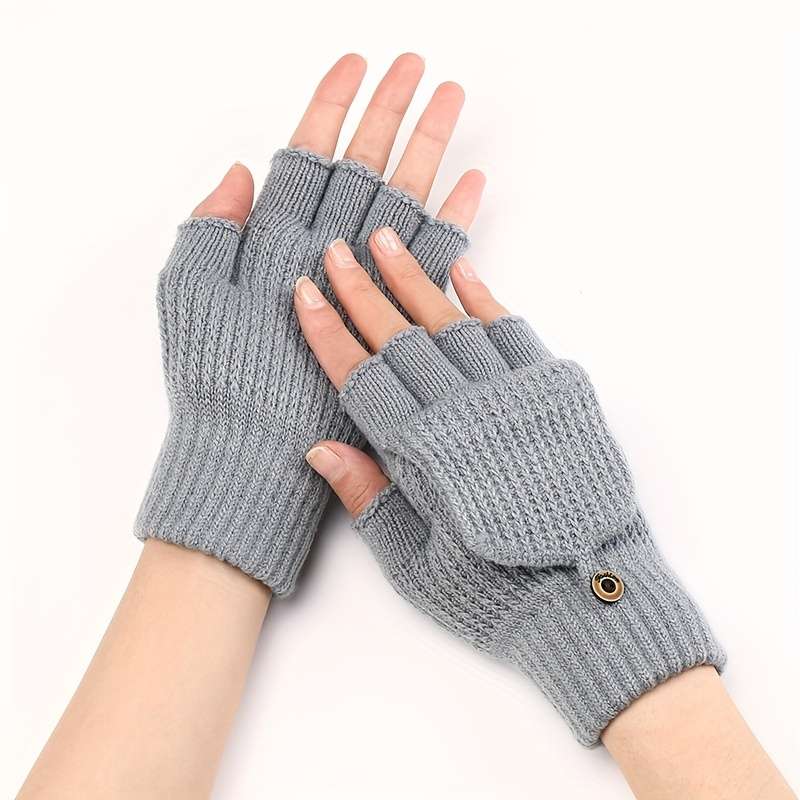 1 Pair Light Grey Warm Gloves